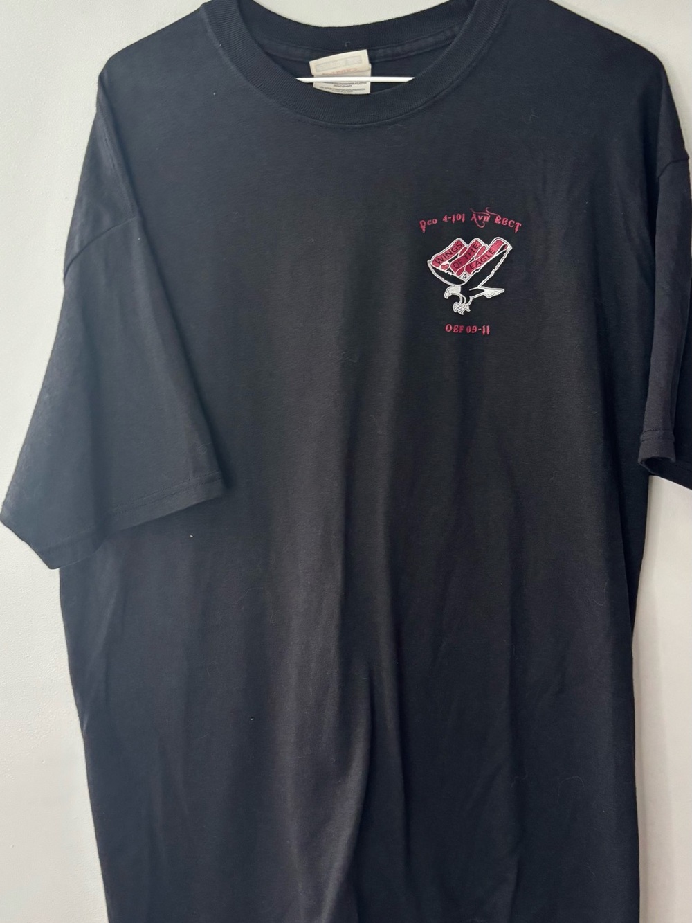 Vintage Hanes Black Short-Sleeve Tee with Red & White Chest Graphic